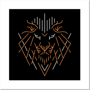 Wild Lion Outline Posters and Art